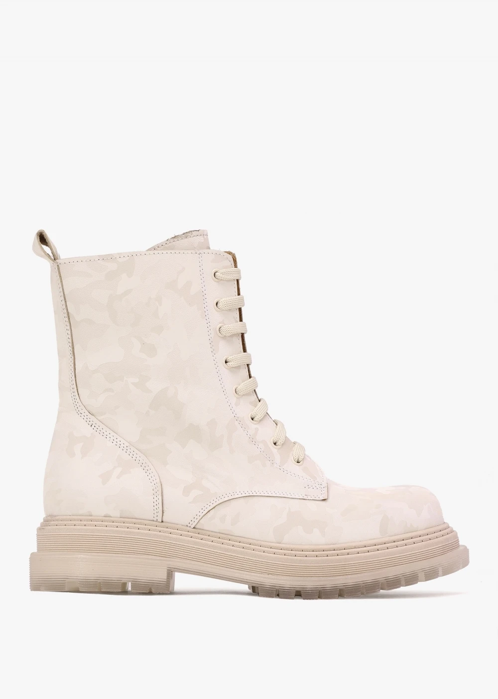 Rammie White Leather Camo Ankle Boots 1 Rammie White Leather Camo Ankle Boots