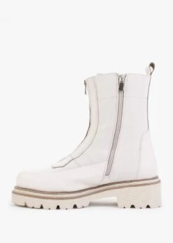 Rippy White Leather Front Zip Ankle Boots -Daniel Footwear Shop rippy p133946 197408 image