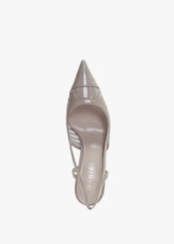 Sabrina Nude Patent Leather Sling Back Heeled Shoes -Daniel Footwear Shop sabrina p134919 196810 image