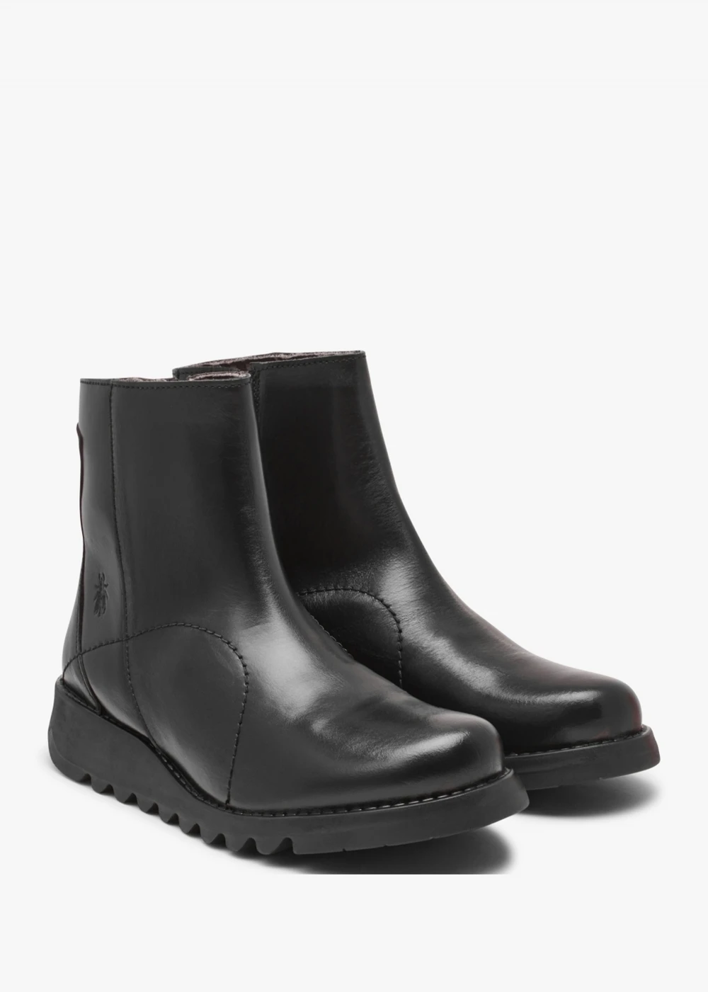 Fly London Sagu Black Leather Low Wedge Ankle Boots 2 Fly London Sagu Black Leather Low Wedge Ankle Boots - Image 2