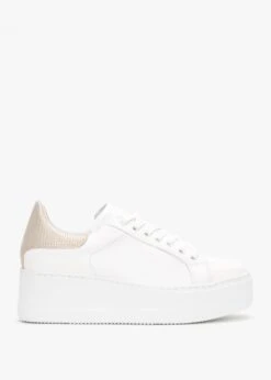 Scramble Gold Leather Flatform Trainers