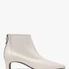Sedda White Leather Low Heel Ankle Boots
