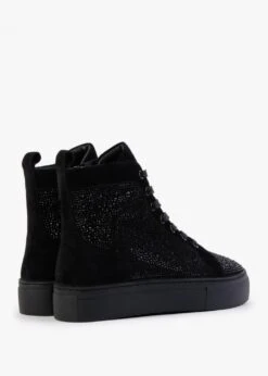 Sellish Black Suede Crystal Embellished High Top Trainers -Daniel Footwear Shop sellish p132517 198931 image