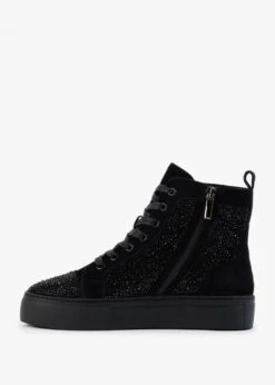 Sellish Black Suede Crystal Embellished High Top Trainers -Daniel Footwear Shop sellish p132517 198932 image