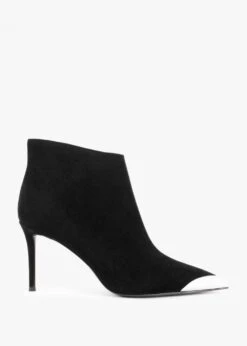 Setan Black Suede Toe Cap Heeled Ankle Boots