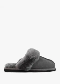 Shut Grey Sheepskin Twinface Slippers