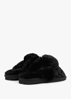 Shut Black Leopard Sheepskin Twinface Slippers -Daniel Footwear Shop shut p122153 202888 image