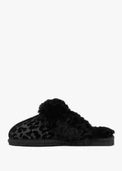 Shut Black Leopard Sheepskin Twinface Slippers -Daniel Footwear Shop shut p122153 202889 image