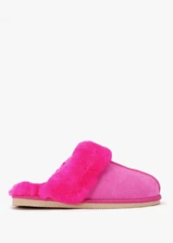 Shut Bright Fuchsia Sheepskin Twinface Slippers