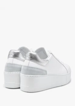 Sibley White Leather Silver Flash Flatform Trainers -Daniel Footwear Shop sibley p105411 199791 image