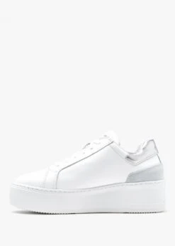 Sibley White Leather Silver Flash Flatform Trainers -Daniel Footwear Shop sibley p105411 199792 image