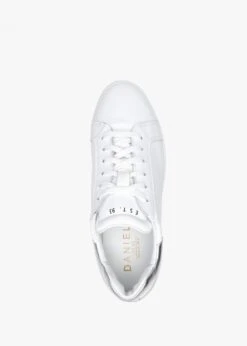 Sibley White Leather Silver Flash Flatform Trainers -Daniel Footwear Shop sibley p105411 199793 image