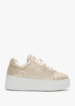 Sibley Gold Leather Perforated Flatform Trainers