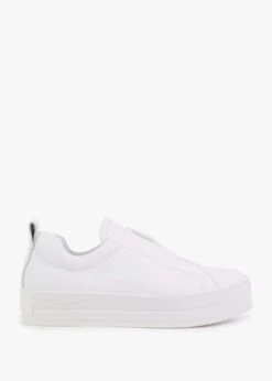 Slippy White Leather Laceless Trainers