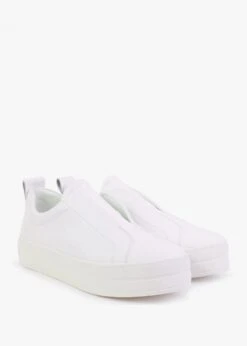 Slippy White Leather Laceless Trainers -Daniel Footwear Shop slippy p131678 198495 image