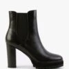 Slock Black Leather Block Heel Chelsea Boots