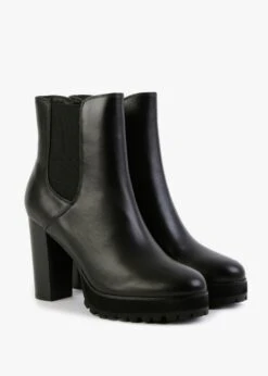 Slock Black Leather Block Heel Chelsea Boots -Daniel Footwear Shop slock p132533 197263 image