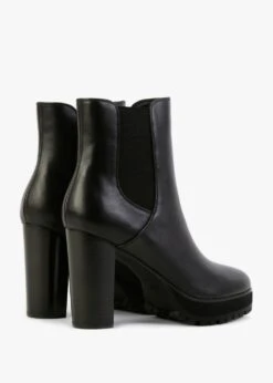 Slock Black Leather Block Heel Chelsea Boots -Daniel Footwear Shop slock p132533 197264 image