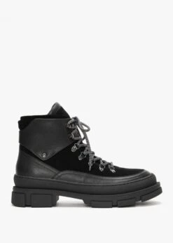 Smixer Black Suede & Leather Hiker Boots
