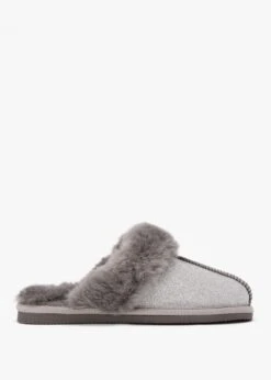 Soglit Silver Sheepskin Slippers