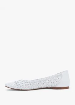 Sojane White Leather Woven Ballerina Pumps -Daniel Footwear Shop sojane p134926 194846 image