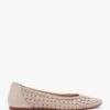 Sojane Beige Leather Woven Toe Cap Ballerina Pumps
