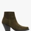 Jalapeno Max Flower Khaki Suede Western Ankle Boots