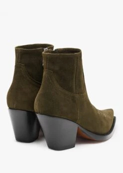 Jalapeno Max Flower Khaki Suede Western Ankle Boots -Daniel Footwear Shop sonora jalapeno maxi flower p136066 201073 image