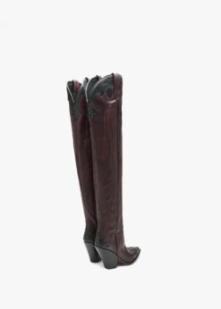 Melrose Black & Burgundy Leather Western Over The Knee Boots -Daniel Footwear Shop sonora melrose p136067 201079 image