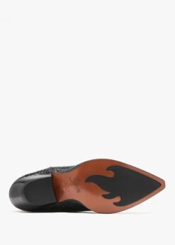 Santa Fe Moc Croc Black Leather Western Calf Boots -Daniel Footwear Shop sonora santa fe p136069 201091 image