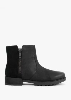 Sorel Emelie II Zip Black Sea Salt Leather Waterproof Ankle Boots