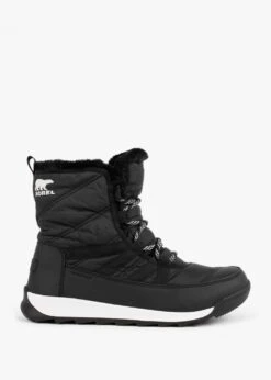 Sorel Whitney II Black Nylon Short Lace Ankle Boots