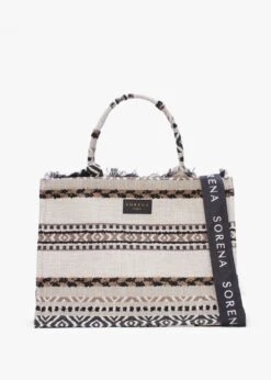 Kimolos Black Embroidered Tote Bag