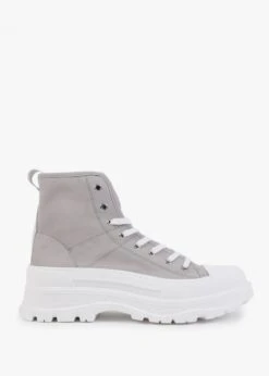 Alpe Spelt Grey Leather Chunky Ankle Boots