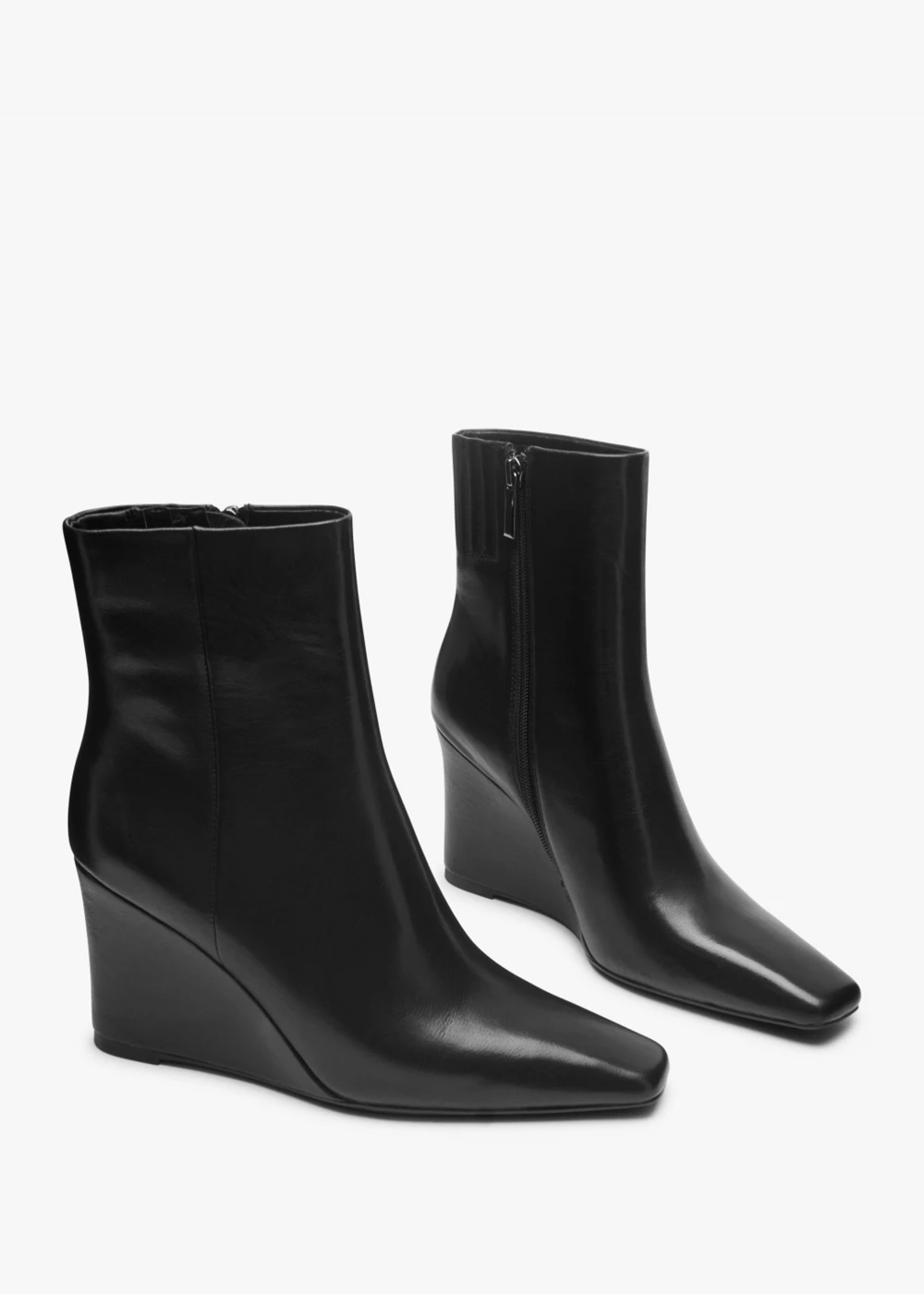 Spire Black Leather Wedge Ankle Boots 4 Spire Black Leather Wedge Ankle Boots - Image 4