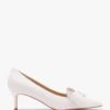 Stormi White Leather Kitten Heel Court Shoes