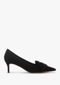 Stormi Black Suede Kitten Heel Court Shoes