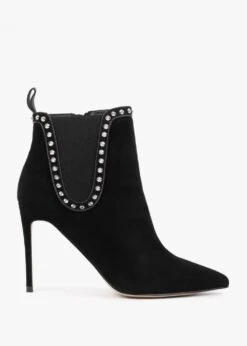 Studette Black Suede Studded Ankle Boots