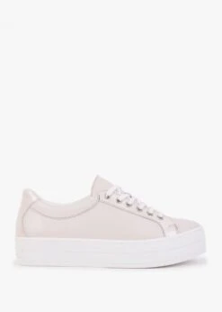 Suri II Pink Leather Patent Trim Flatform Trainers