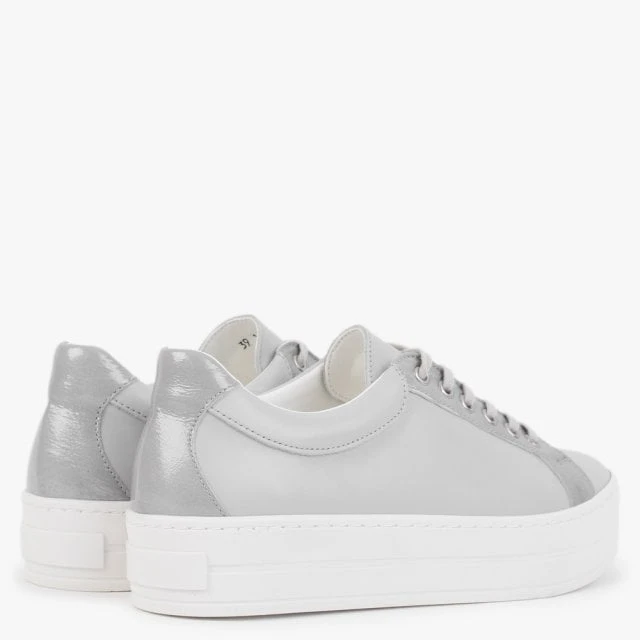 Suri II Grey Leather Patent Trim Flatform Trainers 4 Suri II Grey Leather Patent Trim Flatform Trainers - Image 4