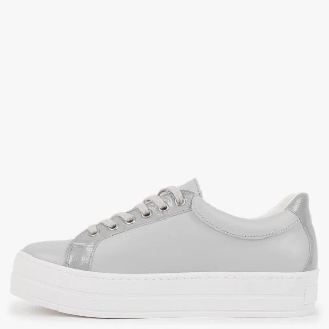 Suri II Grey Leather Patent Trim Flatform Trainers 5 Suri II Grey Leather Patent Trim Flatform Trainers - Image 5