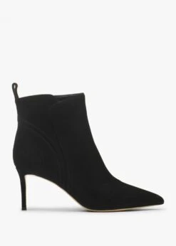Sydney Black Suede Heeled Ankle Boots