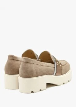 Tia Beige Suede Embellished Chunky Loafers -Daniel Footwear Shop tia p135844 196183 image