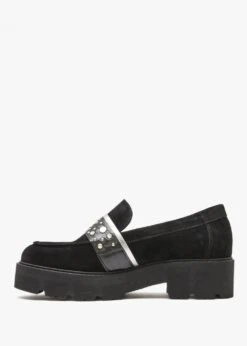 Tia Black Suede Embellished Chunky Loafers -Daniel Footwear Shop tia p135845 196189 image