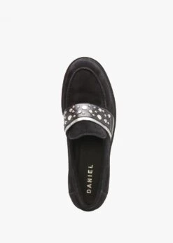 Tia Black Suede Embellished Chunky Loafers -Daniel Footwear Shop tia p135845 196190 image