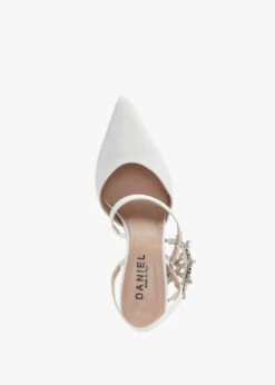Tidy White Leather Jewelled Heel Pumps -Daniel Footwear Shop tidy p135297 195444 image