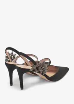 Tidy Black Suede Jewelled Heel Pumps -Daniel Footwear Shop tidy p135298 195449 image