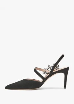 Tidy Black Suede Jewelled Heel Pumps -Daniel Footwear Shop tidy p135298 195450 image