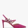 Tidy Fuchsia Suede Jewelled Heel Pumps