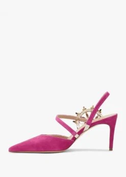 Tidy Fuchsia Suede Jewelled Heel Pumps -Daniel Footwear Shop tidy p135299 195457 image